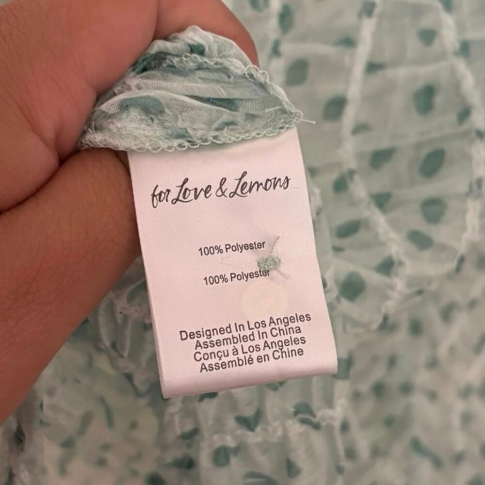 For Love & Lemons Green Polka Dot Drea Long Sleeve Mini Dress Size Small - Picture 7 of 7